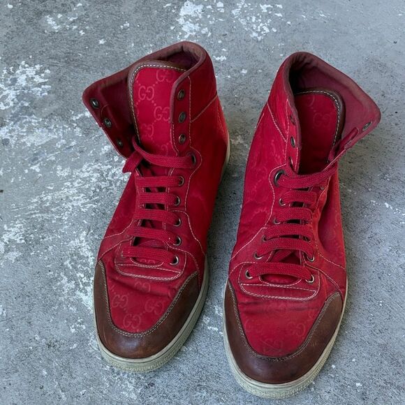 Gucci Red nylon high tops - Picture 1 of 10